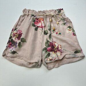 Brand Bazar Womens Casual Shorts Multicolor Floral Paperbag High Rise Pull On S